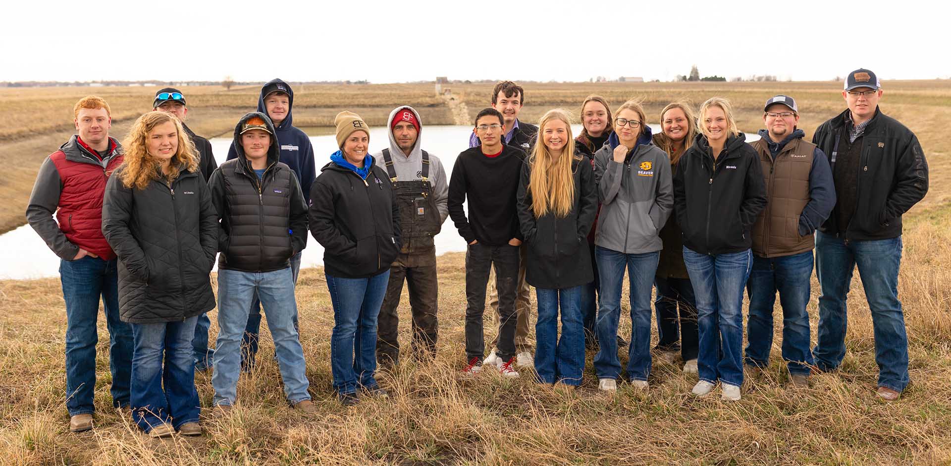 College students on Iowa farm