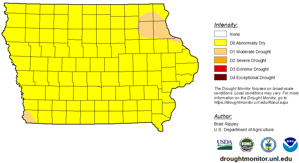 Iowa Map Showing Dry Areas