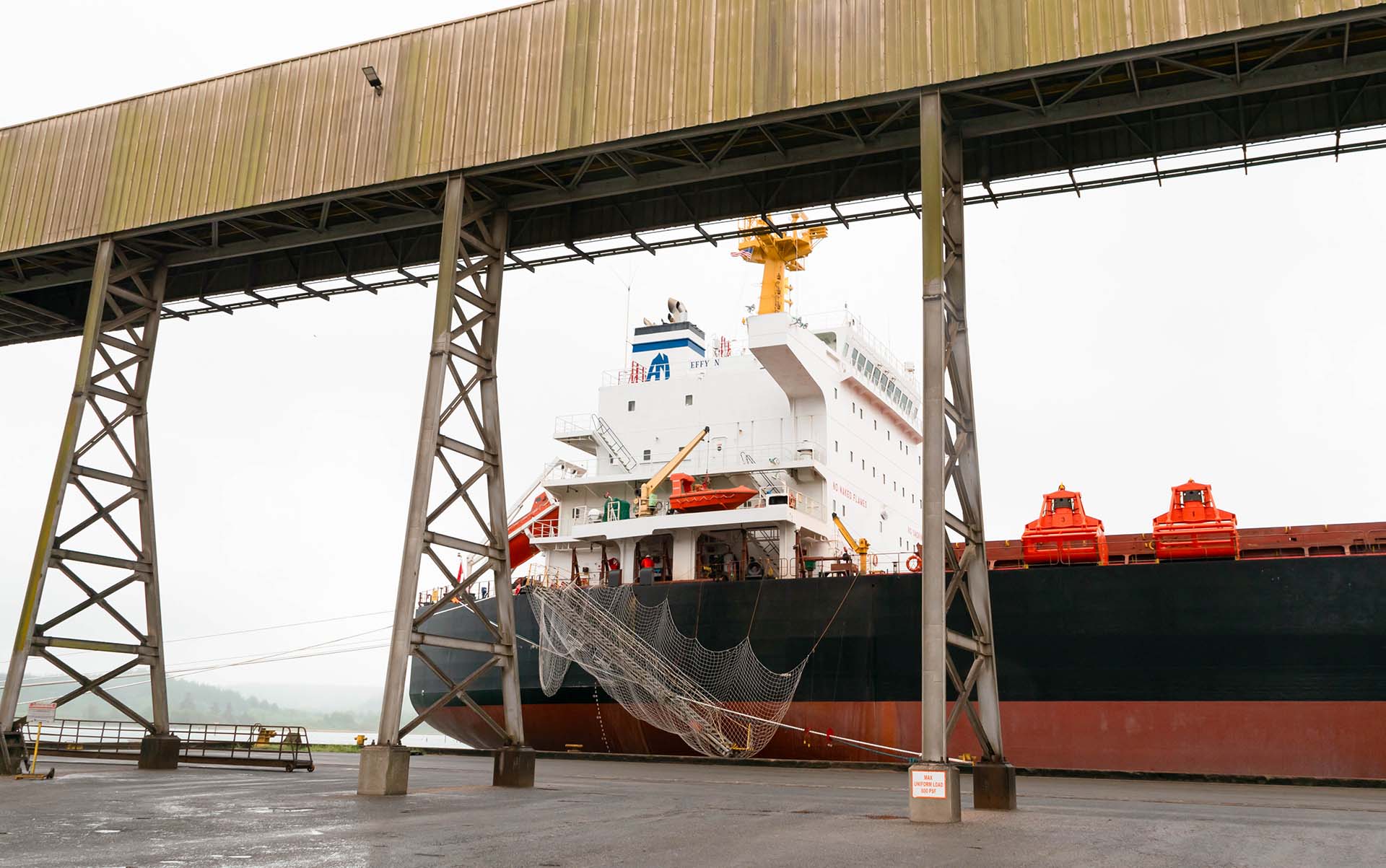 Port with cargo ship