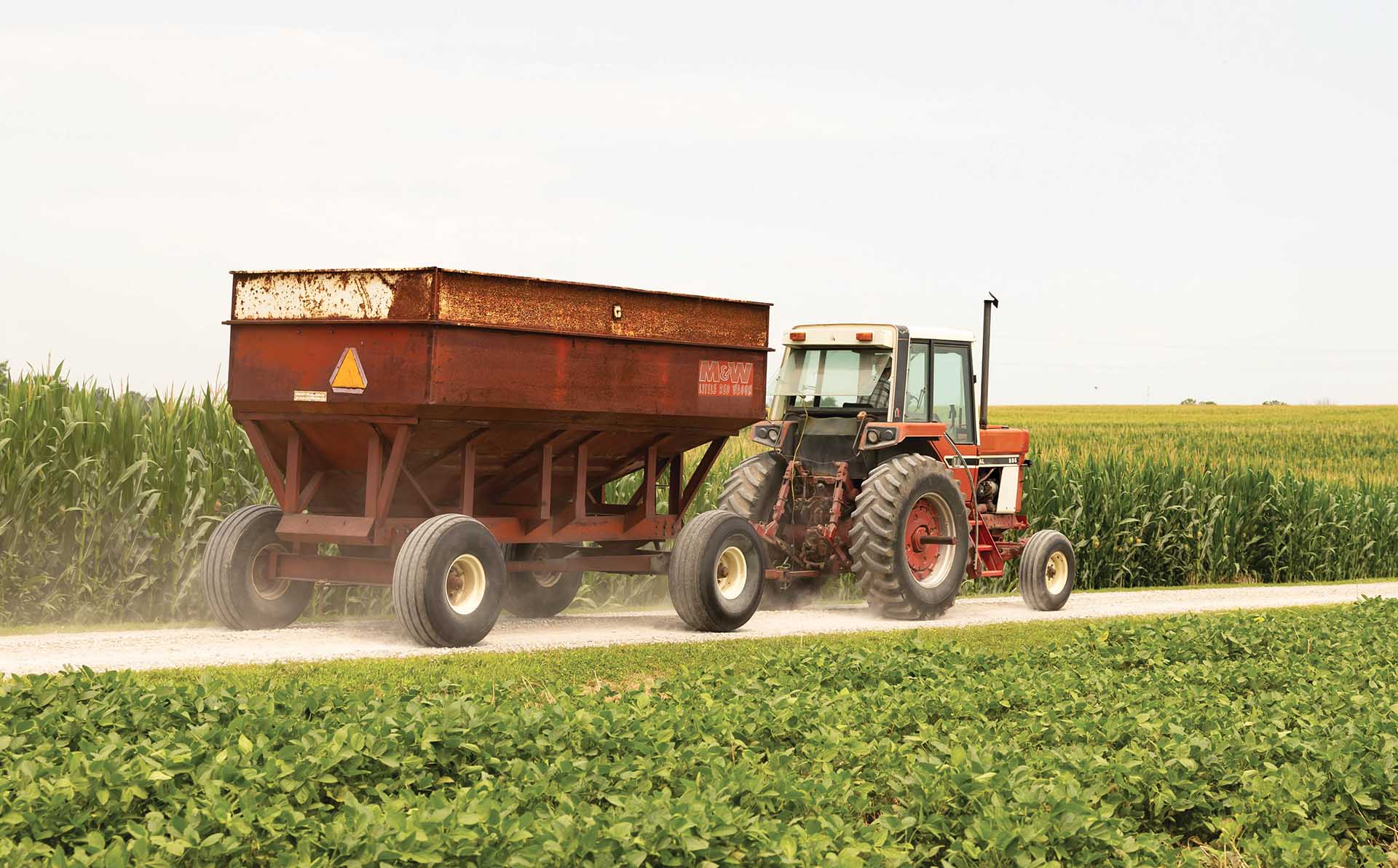 Tractor with grain cart