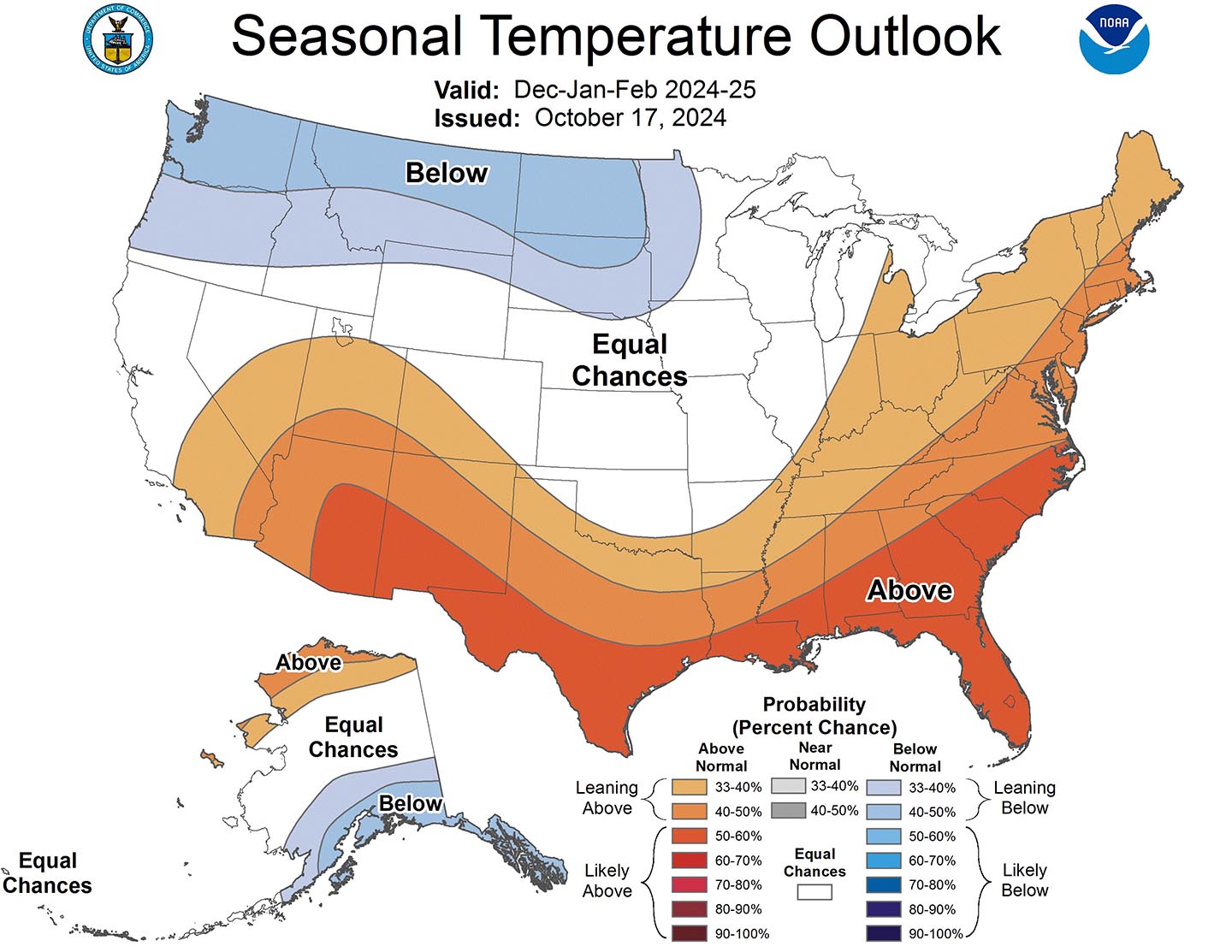 Graphic of United States with temperatures