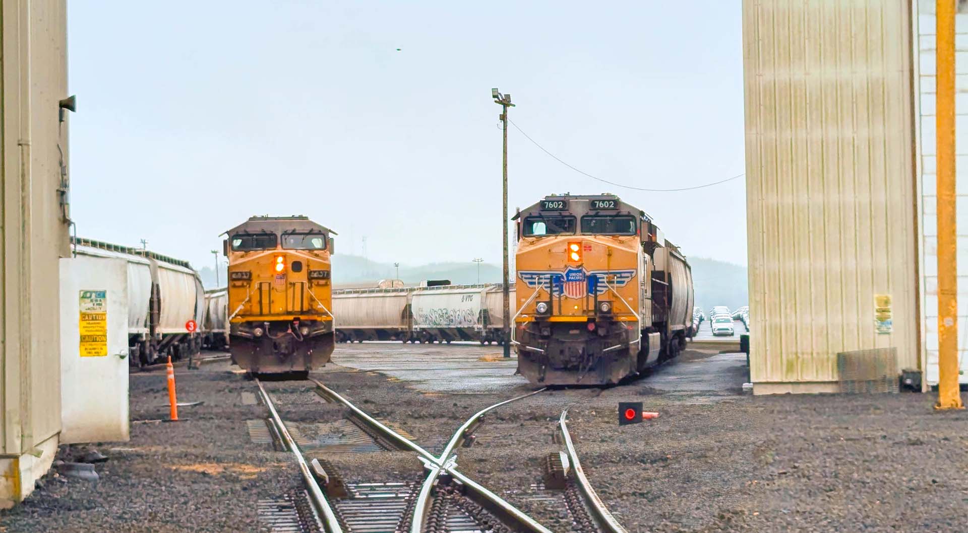 Railroad near port where soybeans are unloaded