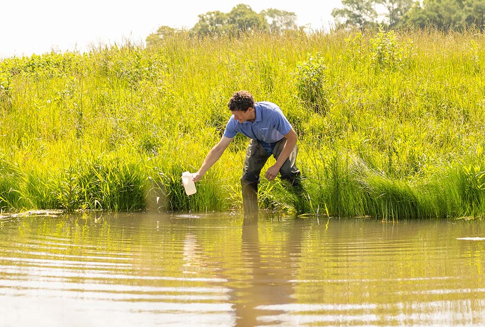 Evan Brehm Conservation agronomist water sampling
