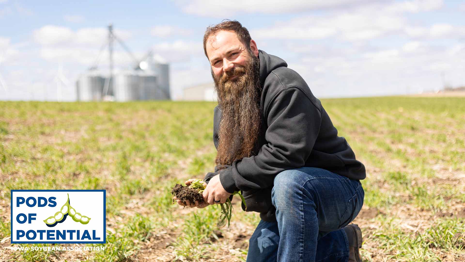 Iowa soybean grower in field