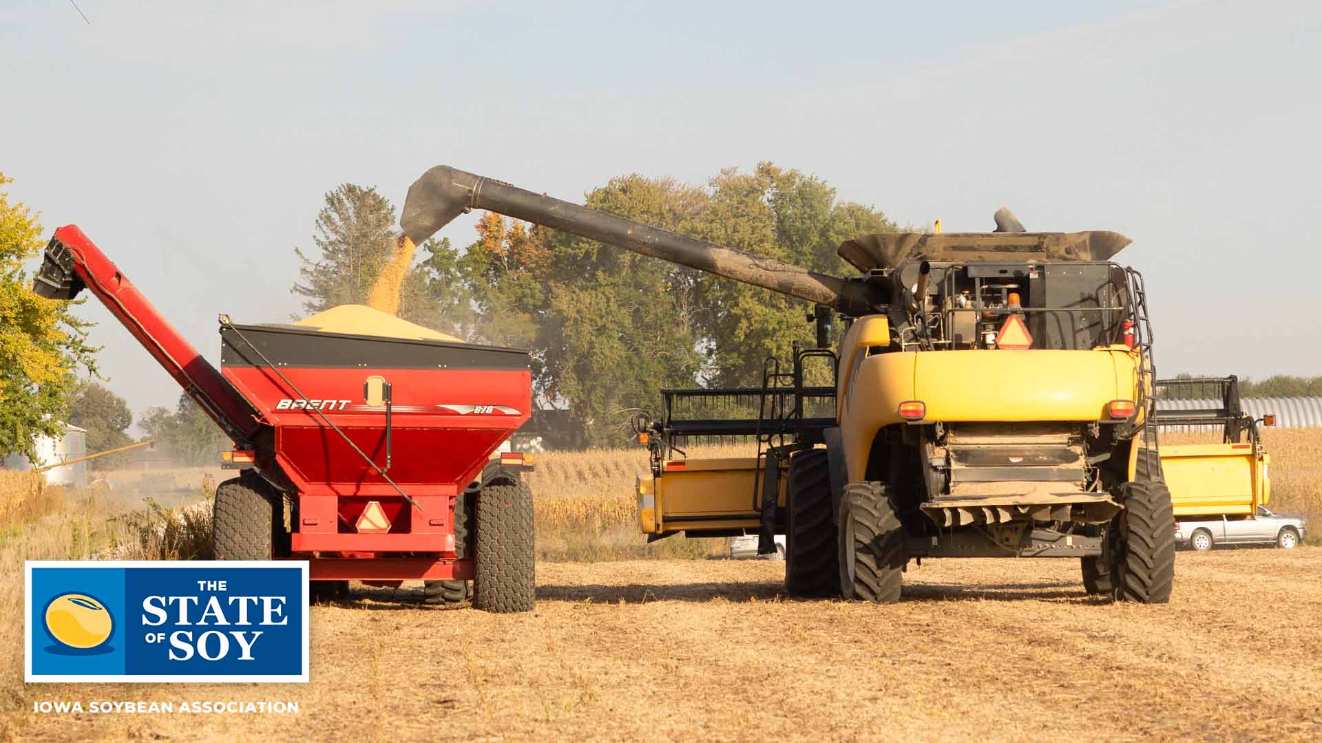 Combine filling up grain cart