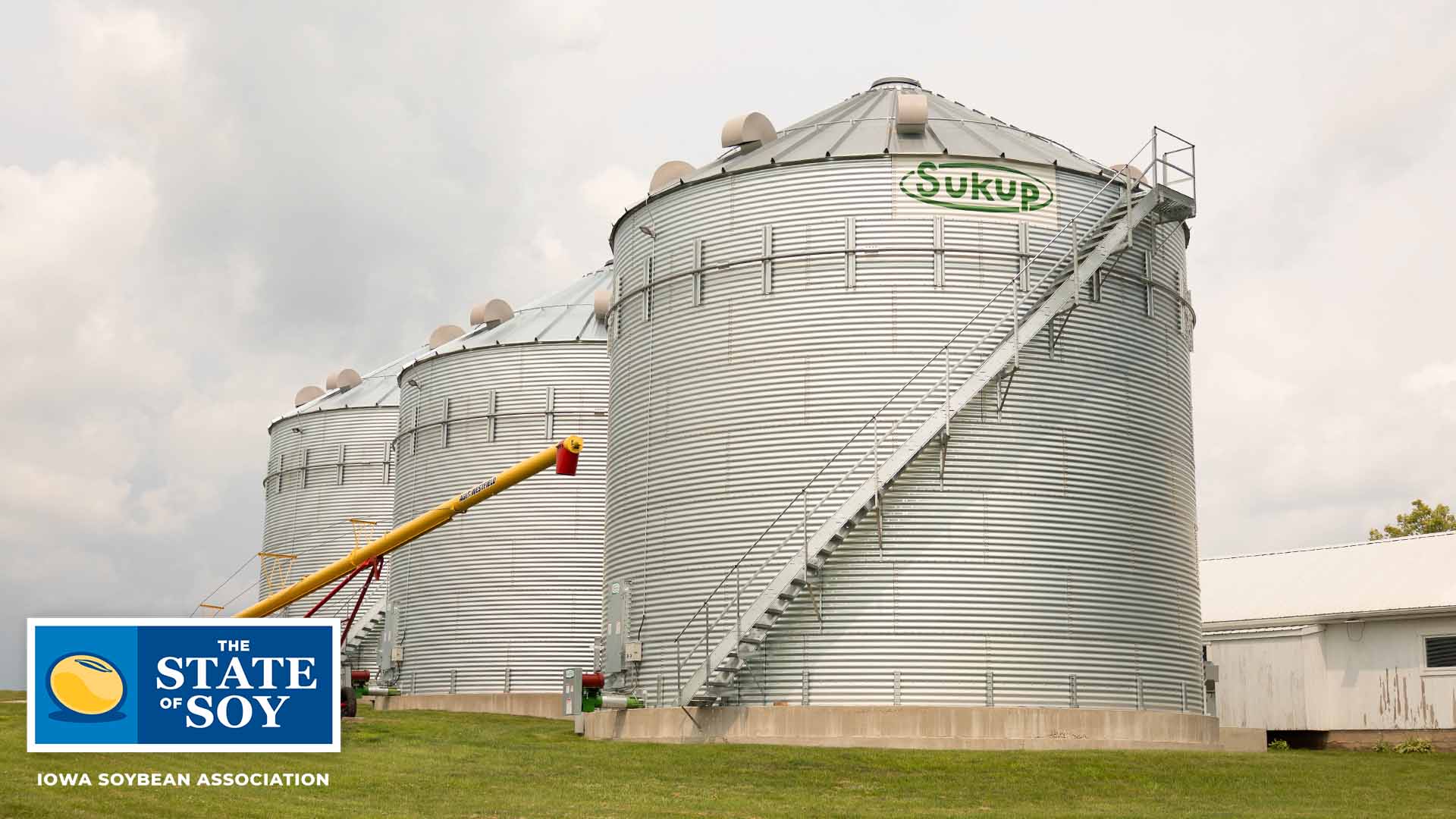 Grain bins on farm