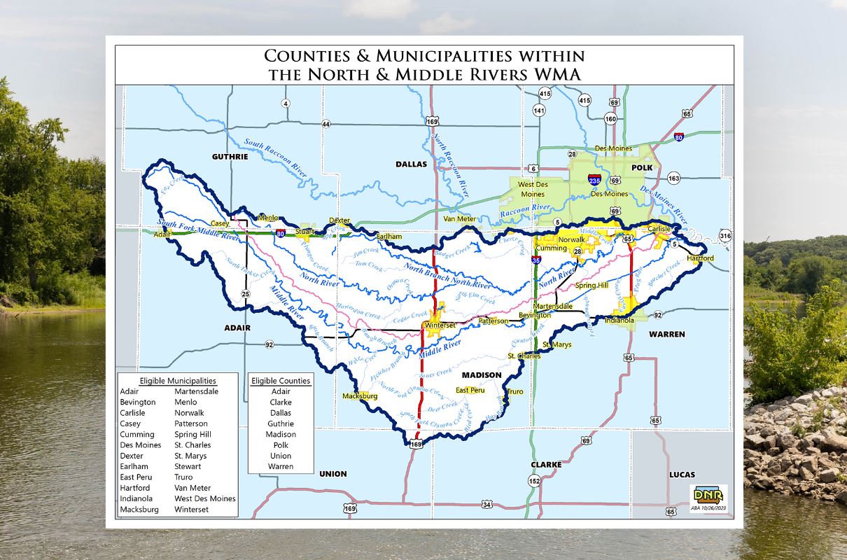 Map of watershed with waterways shown